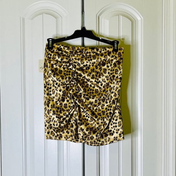 Free People Avas Mini Skirt (Waist 25-28 w/stretch) Size 0, in Tan/Leopard - NWT - Picture 7 of 11